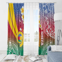Shefa Province Window Curtain Vanuatu Pattern Map - Plumeria Flag Color LT14 - Polynesian Pride