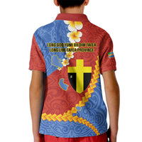Tafea Province Kid Polo Shirt Vanuatu Pattern Map - Plumeria Flag Color