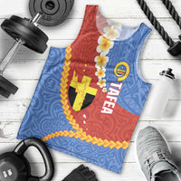 Tafea Province Men Tank Top Vanuatu Pattern Map - Plumeria Flag Color LT14 - Polynesian Pride