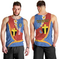 Tafea Province Men Tank Top Vanuatu Pattern Map - Plumeria Flag Color LT14 - Polynesian Pride