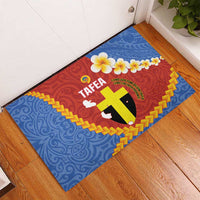 Tafea Province Rubber Doormat Vanuatu Pattern Map - Plumeria Flag Color LT14 - Polynesian Pride