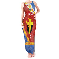 Tafea Province Tank Maxi Dress Vanuatu Pattern Map - Plumeria Flag Color LT14 Women Red - Polynesian Pride