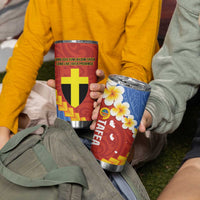 Tafea Province Tumbler Cup Vanuatu Pattern Map With Plumeria Flag Color LT14 - Polynesian Pride