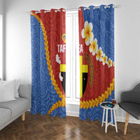 Tafea Province Window Curtain Vanuatu Pattern Map - Plumeria Flag Color LT14 With Grommets Red - Polynesian Pride