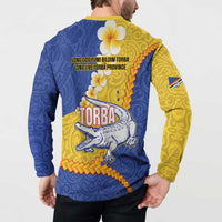 Torba Province Button Sweatshirt Vanuatu Pattern Crocodile - Plumeria Flag Color LT14 - Polynesian Pride