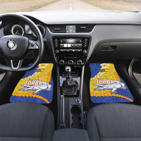 Torba Province Car Mats Vanuatu Pattern Crocodile - Plumeria Flag Color LT14 Set 2pcs - Front Yellow - Polynesian Pride