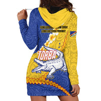 Torba Province Hoodie Dress Vanuatu Pattern Crocodile - Plumeria Flag Color