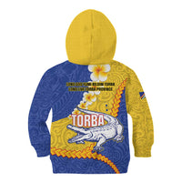 Torba Province Kid Hoodie Vanuatu Pattern Crocodile - Plumeria Flag Color