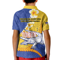 Torba Province Kid Polo Shirt Vanuatu Pattern Crocodile - Plumeria Flag Color