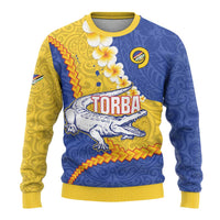 Torba Province Ugly Christmas Sweater Vanuatu Pattern Crocodile - Plumeria Flag Color LT14 - Polynesian Pride