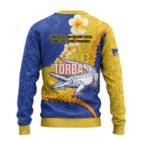 Torba Province Ugly Christmas Sweater Vanuatu Pattern Crocodile - Plumeria Flag Color LT14 - Polynesian Pride