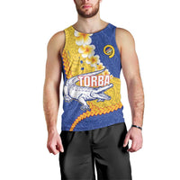 Torba Province Men Tank Top Vanuatu Pattern Crocodile - Plumeria Flag Color LT14 - Polynesian Pride