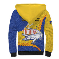 Torba Province Sherpa Hoodie Vanuatu Pattern Crocodile - Plumeria Flag Color LT14 - Polynesian Pride