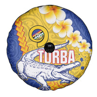 Torba Province Spare Tire Cover Vanuatu Pattern Crocodile - Plumeria Flag Color LT14 - Polynesian Pride