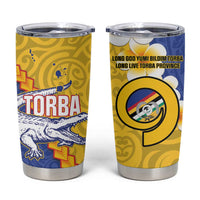 Torba Province Tumbler Cup Vanuatu Pattern Crocodile With Plumeria Flag Color LT14 Yellow - Polynesian Pride