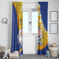 Torba Province Window Curtain Vanuatu Pattern Crocodile - Plumeria Flag Color LT14 - Polynesian Pride