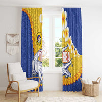 Torba Province Window Curtain Vanuatu Pattern Crocodile - Plumeria Flag Color LT14 - Polynesian Pride