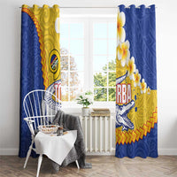 Torba Province Window Curtain Vanuatu Pattern Crocodile - Plumeria Flag Color LT14 - Polynesian Pride