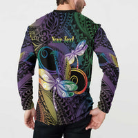 Personalized Polynesian Memorial Button Sweatshirt Dragonflies Appear When Angels Are Near LT14 - Polynesian Pride