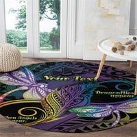 Personalized Polynesian Memorial Round Carpet Dragonflies Appear When Angels Are Near