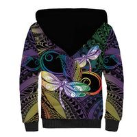 Personalized Polynesian Memorial Sherpa Hoodie Dragonflies Appear When Angels Are Near LT14 - Polynesian Pride