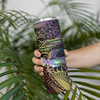 Personalized Polynesian Memorial Skinny Tumbler Dragonflies Appear When Angels Are Near