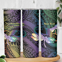 Personalized Polynesian Memorial Skinny Tumbler Dragonflies Appear When Angels Are Near