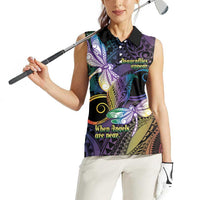 Personalized Polynesian Memorial Women Sleeveless Polo Shirt Dragonflies Appear When Angels Are Near