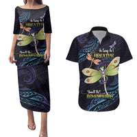 As Long As I Breathe You'll Be Remembered Couples Matching Puletasi and Hawaiian Shirt Dragonflies Memorial - Polynesian Pattern LT14 Black - Polynesian Pride