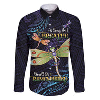 As Long As I Breathe You'll Be Remembered Family Matching Mermaid Dress and Hawaiian Shirt Dragonflies Memorial - Polynesian Pattern