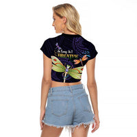 As Long As I Breathe You'll Be Remembered Raglan Cropped T Shirt Dragonflies Memorial - Polynesian Pattern LT14 - Polynesian Pride