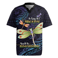 As Long As I Breathe You'll Be Remembered Rugby Jersey Dragonflies Memorial - Polynesian Pattern LT14 Black - Polynesian Pride