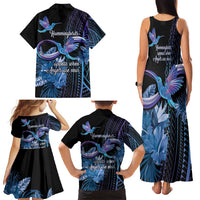Polynesian Memorial Family Matching Tank Maxi Dress and Hawaiian Shirt Hummingbirds Appear When Angels Are Near LT14