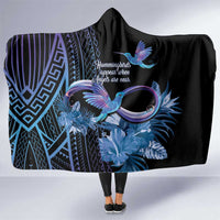 Polynesian Memorial Hooded Blanket Hummingbirds Appear When Angels Are Near LT14 One Size Black - Polynesian Pride