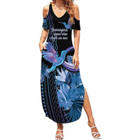 Polynesian Memorial Summer Maxi Dress Hummingbirds Appear When Angels Are Near LT14 Women Black - Polynesian Pride