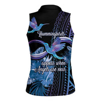 Polynesian Memorial Women Sleeveless Polo Shirt Hummingbirds Appear When Angels Are Near LT14