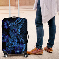 Blue Polynesia Shark Tattoo Luggage Cover With Polynesian Plumeria LT14 Blue - Polynesian Pride