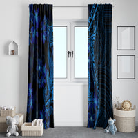 Blue Polynesia Shark Tattoo Window Curtain With Polynesian Plumeria LT14 - Polynesian Pride