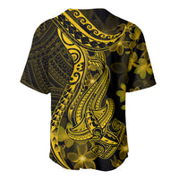 Gold Polynesia Shark Tattoo Baseball Jersey With Polynesian Plumeria LT14 - Polynesian Pride
