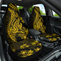 Gold Polynesia Shark Tattoo Car Seat Cover With Polynesian Plumeria LT14 One Size Gold - Polynesian Pride