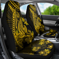 Gold Polynesia Shark Tattoo Car Seat Cover With Polynesian Plumeria LT14 - Polynesian Pride
