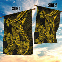 Gold Polynesia Shark Tattoo Garden Flag With Polynesian Plumeria LT14 - Polynesian Pride