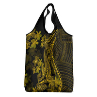 Gold Polynesia Shark Tattoo Grocery Bag With Polynesian Plumeria LT14 - Polynesian Pride