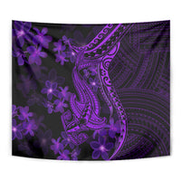 Purple Polynesia Shark Tattoo Tapestry With Polynesian Plumeria LT14 - Polynesian Pride