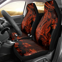 Red Polynesia Car Seat Cover Shark Tattoo With Polynesian Plumeria LT14 - Polynesian Pride