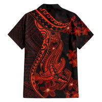 Red Polynesia Hawaiian Shirt Shark Tattoo With Polynesian Plumeria LT14 - Polynesian Pride
