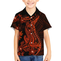 Red Polynesia Hawaiian Shirt Shark Tattoo With Polynesian Plumeria LT14 - Polynesian Pride