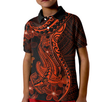 Red Polynesia Kid Polo Shirt Shark Tattoo With Polynesian Plumeria LT14 Kid Red - Polynesian Pride
