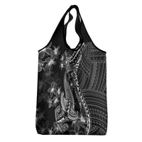 Black Polynesia Grocery Bag Shark Tattoo With Polynesian Plumeria LT14 - Polynesian Pride