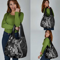 Black Polynesia Grocery Bag Shark Tattoo With Polynesian Plumeria LT14 - Polynesian Pride